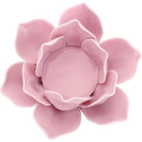 OwnMy 4.5 Inch Ceramic Lotus Flower Tea light Holder Lotus Petals Candle Holder Candlestick, Votive Flower Tealight Candle Holder Candle Lamps Holder with Gift Box for Home Decor Wedding Party (Green)
