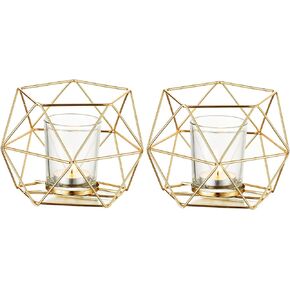 Romadedi Geometric Votive Candle Holders Black - Tealight Holder for Tea Lights Decorative Accents for Home Table Shelf Mantel Halloween Christmas Decoration, Wedding Reception Décor, Black, 6pcs