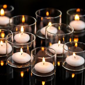 Romadedi Votive Tealight Candle Holders - 48 pcs Clear Glass Tea Light Holders Bulk Small Table Centerpieces Wedding Decor Party Dinner Home Decorations Festivals Christmas