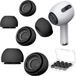 6 Pairs Airpod Pro Ear Tip Noise Cancellation, Replacement Ear Tips for Airpods Pro 2 with Case, Soft Silicone Earbuds Tips for Long Time Use, White, S/M/L (Black)