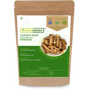 Foodherbs Licorice Root Powder | 200 GMS /0.44 Lbs | Adhimadhuram | Glycyrrhiza Glabra Root | Mulethi | Gut and Respiratory Wellness