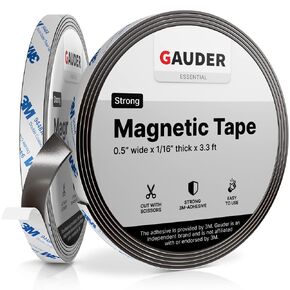 GAUDER Strong Magnetic Tape Self Adhesive (10 Feet Long x 0.5 Inch Wide) | Magnetic Strips with Adhesive Backing | Magnet Roll