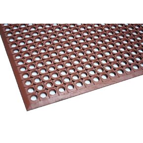 Durable Workstation Light Rubber Anti-Fatigue Drainage Mat for Wet Areas, 3' x 5', Red