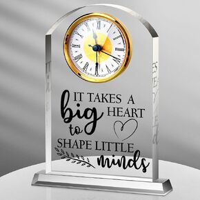 Remuuly Arch Clock Appreciation Gift for Teacher It Takes a Big Heart to Shape Little Minds Engraved Arched Desk Clock for Women Men Teachers Back to School End of the Year Graduation Retirement Gifts