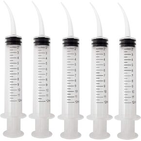 Honbay 6PCS Plastic Pet Feeding Syringe with Measurement for Birds Dogs Cats (Curved Tip)