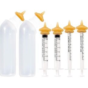 zhixing Pet Feeding Silicone Nipple with Bottle and Syringes for Puppy Dog Cat or Other Pets（Model 1）