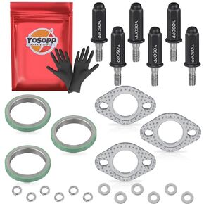 YOSOPP GY6 Exhaust Bolt Nuts Gasket for Scooters ATVs - Fits GMB139 Engine Moped Quad 4 Wheeler Dune Buggy Go Karts Taotao Sunl Coolster Jonway Roketa Sandrail 70cc 90cc 110cc 125cc 150cc (Black)3pcs