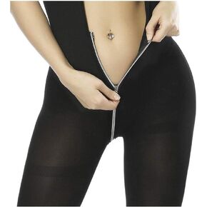 Wixine 1Set Womens Black Lingerie Zipper Bodystocking Underwear Clubwear Babydoll Body Suit