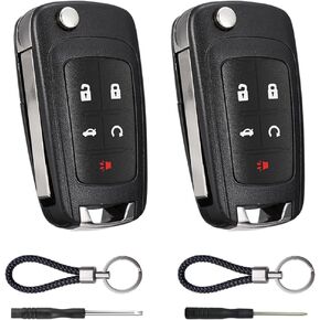Key Fob Case Replacement 5 Button for Chevy Cruze Camaro Impala Equinox GMC Terrain Buick Regal Lacrosse 2010 2011 2012 2013 2014 2015 2016 2017 Keyless Entry Remote Control Car Key Fob Shell - 2 Pack