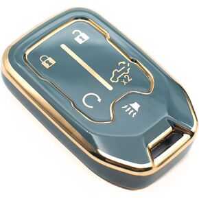 FEYOUN Key Fob Cover Compatible with Chevy Chevrolet Silverado GMC Sierra 1500 2500 3500 HD Limited Smart 5 Buttons TPU Remote Keyless Key Fob Case Protection Shell Accessories, Black