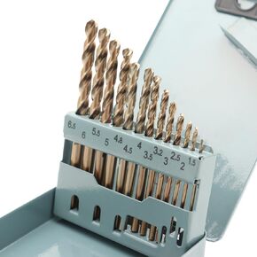 WONAIER Cobalt Drill Bit Set (1/16-1/4 Inch, 13PCS), M35 HSS Drill Bits Round Shank Twist Drill Bits for Stainless Steel, Hard Metal, Cast Iron, Plastic and Wood with Metal Storage Case