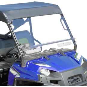 HECASA Front Full Windshield w/ Vents Compatible with 2009-2023 Polaris Ranger XP 500 570 700 800 Full Size Round Cage Clear Polycarbonate Windscreen