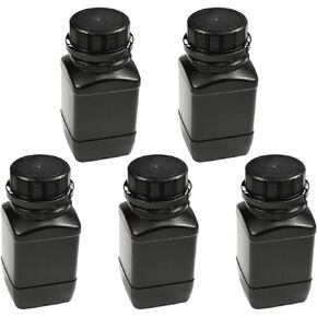 Othmro 250ml/8.45oz Plastic Lab Chemical Reagent Bottles,5pcs 40mmx115mm(IDxH) Square Wide Mouth Liquid/Solid Sample Storage Container Sealing Bottles Black with Anti-Theft Cap