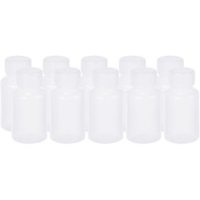 PATIKIL 50 Pcs 30ml Reagent Bottles, PE Small Mouth Round Graduated Bottles with Screw Cap for Lab Water Reagent Liquids Solid Sample Storage Seal, Translucent White