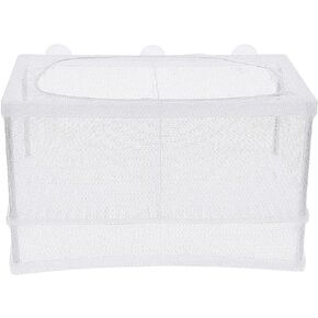 Aquarium Fish Breeder Box, Fish Isolation Box, Hatching Box, Juvenile Fish Spawning Incubator, Water Isolation Net Hatcher, Nylon Mesh Fish Fry Hatchery Breeder Box Separation Net（White L）