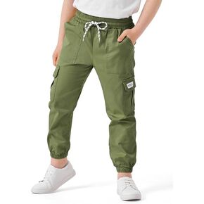 Dizoboee Boys Cargo Pants Kids Stretch Hiking Pants Elastic Waist Lightweight Joggers