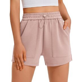 PINSPARK Sweat Shorts for Women Casual Summer Athletic Short Elastic Waist Comfy Lounge Shorts Bottoms with Pockets