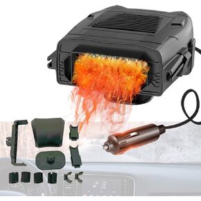 سخان السيارة 12 فولت 150 وات مزيل الضباب ومزيل الصقيع للزجاج الأمامي للسيارة مع مقبس ولاعة السجائر، 2 في 1 سخان خلفي للتدفئة/التبريد، مروحة سيارة تدور 360 درجة in Kuwait