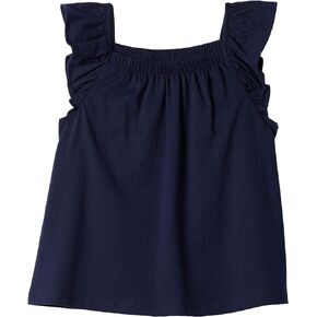 #4K!DS Girl's Essential Ruffle Cap Sleeve Tank Top (Little Kids/Big Kids) Navy LG (10-12 Big Kid)