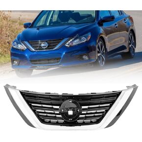 MATMACRO Grille Assembly Compatible For Nissan Altima Insert Grill 2016 2017 2018 Chrome Shell W/Black Insert Bumper Grill