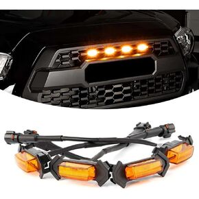 4PCS LED Grill Lights for Trucks, Amber LED Lights with Wire Harness, Front Grille LED Lights, Car Accessories Front Grill Lighting Kit for 2016-2019 Toyota Tacoma TRD PRO Front Gril