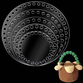 PH PandaHall 5 Size Acrylic Weaving Boards, Flat Round Crochet Basket Bases Transparent Basket Bases Crochet Bag Bottoms for DIY Baskets Bags Knitting Crochet Supplies