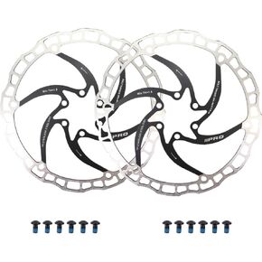 DJC Bike Brake Disc Rotor 2pcs MTB Brake Disc 160mm 180mm with 6 bolts Road Bike MTB BMX e scooter Steel Brake Disc (2pcs black, 160mm) in Kuwait