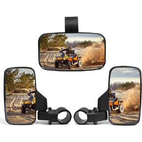 UTV Rear View Mirror And Center View Mirror With 1.75" to 2" Roll Bar Cage Mount Compatible with Polaris RZR, Commander Maverick X3, Viking, Yamaha Rhino, Kawasaki Teryx