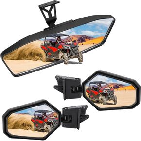 KEMIMOTO UTV Side Mirrors & Center Mirror Compatible with Can Am Maverick Trail Sport MAX 2017-2023 Commander Adjustable Rear View Mirror Replace OEM#715004924 715003638 715003639