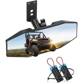 ZIDIYORUO Polaris Ranger Rear View Mirror, Adjustable Center Rearview Mirror for Polaris Ranger 500 570 900 XP 1000XP Crew 2017-2023, Fit Factory Drop Down Mounting Tab (with 2pcs of Belt Bypass)