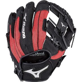 Mizuno unisex-teen GPP1000Y3RD Prospect Series PowerClose Baseball Gloves, 10", Right Hand, Black/Red Deep III Web