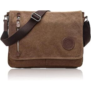 Vintage Canvas Messenger Bag for Men Women Small Work Satchel Bag Travel Crossbody Shoulder Bag Study Bags Bookbag