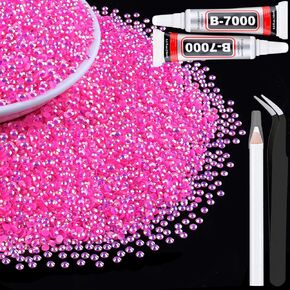 5000Pcs 4mm Resin Jelly Rhinestones with 3Pcs 10ml B7000 Jewelry Glue for Crafting, Black Non Hotfix Flatback Gems, Bedazzling Crystal Bulk for DIY Crafts Clothing Tumblers Shoes Fabric