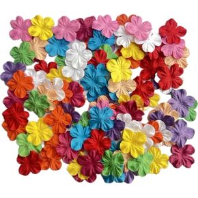 100 Pcs Handmade Mixed Flowers Mulberry Paper Flowers 18 mm - 1.5 Inch Scrapbooking Wedding DIY Craft Supplies Card. (Mixed Flowers White)