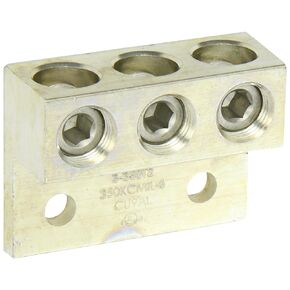 NSI Dual Rated Transformer Lug, 350 MCM - 6 AWG Wire Range, 0.375" Mouting Hole, 3/8" Hex Size, 2.84" Width, 1.25" Height, 2.25" Length