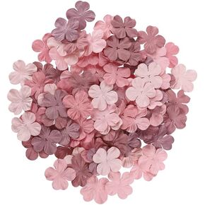 100 Pcs Handmade Mixed Flowers Mulberry Paper Flowers 18 mm - 1.5 Inch Scrapbooking Wedding DIY Craft Supplies Card. (Mixed Flowers White)