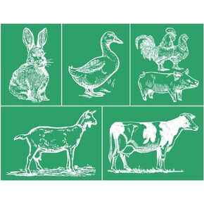3PCS Chicken Self-Adhesive Silk Screen Stencils Farm Animal Screen Printing Stencils Reusable Stencil for Craft Mesh Transfer for Painting on Wood Fabric Bag Farmhouse Decor 8.5x11IN