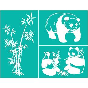 Forest Animal Stencil Adhesive Silk Screen Stencils 5 Pcs 8.5x11 inch, Tiger Lion Panda Wolf Silk Screen Printing Stencils Reusable Mesh Transfers for Painting on Wood, T-Shirt, Wall DIY Home Decor