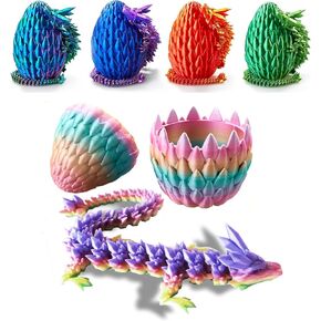 12inch 3D Printed Dragon Egg,Mystery Crystal Dragon Fidget Toys,Articulated Dragon,Home Desk Decor Easter Surprise Dinosaur Eggs,Adults Fidget Toys for Autism/ADHD (Laser Purple)