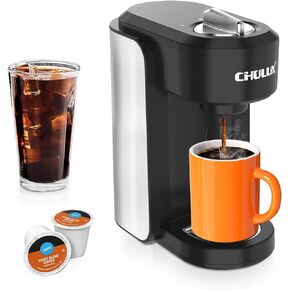 CHULUX 1000W Compact Coffee Maker Single Serve, Instant One Cup Coffee Pod Maker for K Cup & Ground Coffee, Stainless Steel Capsule Coffee Machine 90s Fast Brewing