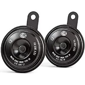 HELLA 012588151 Black 77mm 12V BX Disc Horn Kit (Universal Fit)