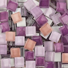 220 Pieces/200g Pack of Assorted Stained Glass Mosaic Tile Supplies for DIY Crafts, Plates, Picture Frames, Flowerpots, Handmade Jewelry – 1x1 cm Square Glass Decorative Tiles (Green Blue White Mix)