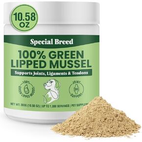 Special Breed Green Lipped Mussels for Dogs & Cats - Premium Joint Supplement Powder for HIPS, Joints, and Muscles (300 Grams, Up to 1,000 Servings)