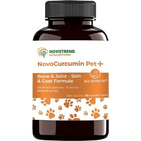 NovoCurcumin Pet+ BioBDMC30 Bone & Joint - Skin & Coat Formula - 90 Chewable Tablets