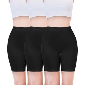 TIICHOO Womens Slip Shorts for Under Dresses High Waisted Anti Chafing Shorts Seamless Boy Shorts 3 Pack