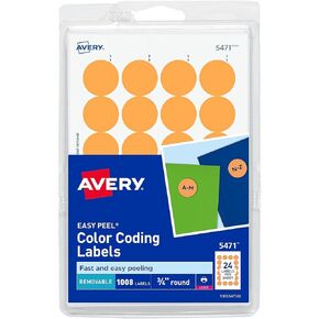 Avery 05471 Removable Round Labels, 3/4-Inch Diameter, Neon Orange, 1008 Labels/PK