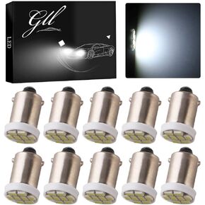 Grandview BA9 BA9S 53 57 1895 64111 White Car Vehicle BA9S Blue Super Bright LED Bulbs Used for Side Door Courtesy Lights Map Lights - Pack of 10