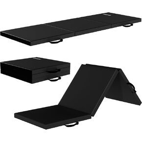 Signature Fitness 6ft x 2ft Three Fold Folding Exercise Mat with Carrying Handles for MMA, Gymnastics and Home Gym Protective Flooring, 2-inch Thick