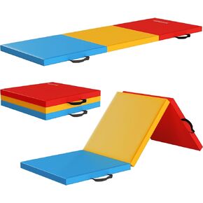 Signature Fitness 6ft x 2ft Three Fold Folding Exercise Mat with Carrying Handles for MMA, Gymnastics and Home Gym Protective Flooring, 2-inch Thick