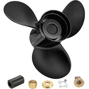 MARKGOO Propeller for Mercury Black Max Outboard 40 50 60 70 75 80 90 100 115 125 140 HP Boat Motor Engine Parts Aluminum Prop 13.25X17 Pitch RH 15 Spline Tooth with Flo-Torq II Hub Kit 77344A45